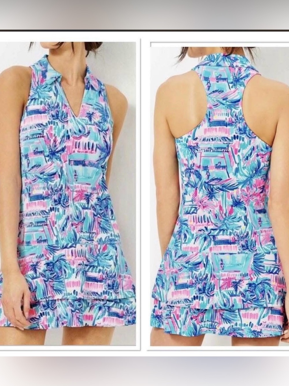 Lilly Pulitzer Dania Luxletic blue and pink Print Sleeveless dress Sz small